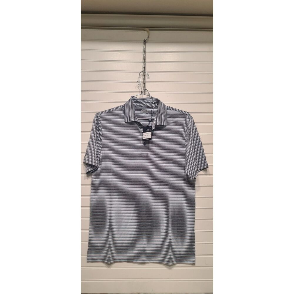 Ahead Performance True Navy Striped Golf Polo Shirt Size S NWT